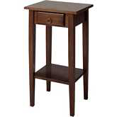 Regalia Accent Table with Drawer Shelf in Antique Walnut