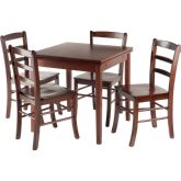 Pulman 5 Piece Set Extension Table w/ Ladder Back Chairs in Walnut
