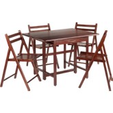 Taylor Drop Leaf Dining Table & 4 Folding Chairs Set in Walnut