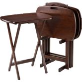 Lucca 5 Piece Set TV Tables with Handle in Walnut