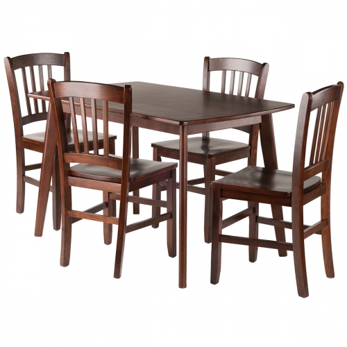 Shaye & Madison 5 Piece Dining Set in Walnut Finish Wood
