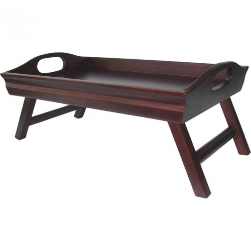 Sedona Bed Tray Curved Side Foldable Legs Large Handle in Antique Walnut