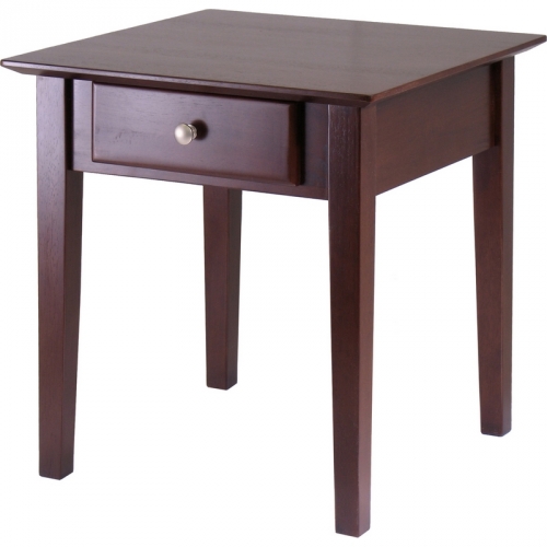 Rochester End Table with One Drawer Shaker in Antique Walnut