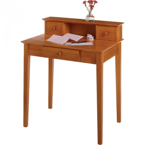 Studio Writing Desk with Hutch in Honey