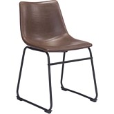 Smart Dining Chair in Vintage Espresso Leatherette on Gray Metal Base (Set of 2)