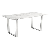 Atlas 70" Dining Table w/ Faux Marble Top on Stainless Steel Legs
