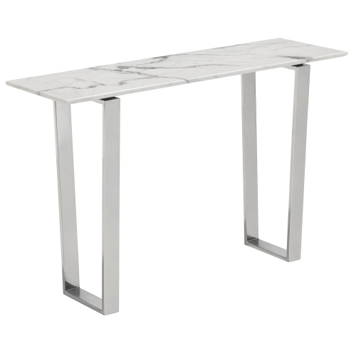 Atlas Console Table with Faux Marble Top on Stainless Steel Legs