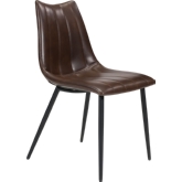 Norwich Dining Chair in Brown Leatherette on Painted Steel Legs (Set of 2)