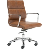 Ithaca Office Chair in Vintage Brown Leatherette on Aluminum