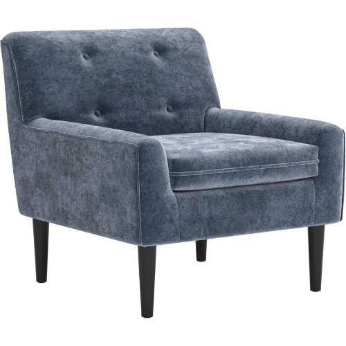 Frankfurt Accent Arm Chair in Tufted Gray Velvet & Black Wood