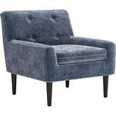 Frankfurt Accent Arm Chair in Tufted Gray Velvet & Black Wood