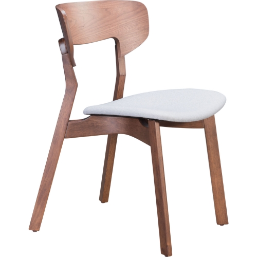 Russell Dining Chair in Walnut & Light Gray Fabric (Set of 2)
