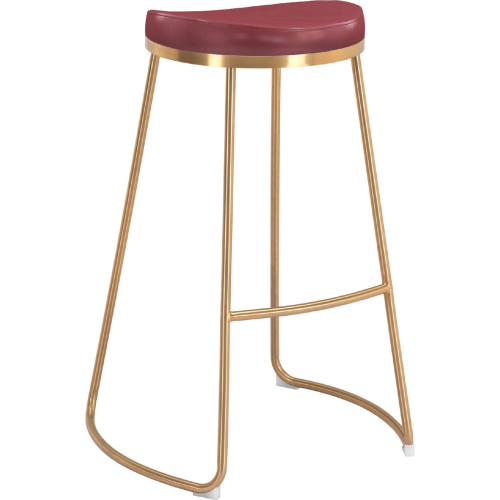 Bree Bar Stool in Burgundy Leatherette & Gold (Set of 2)