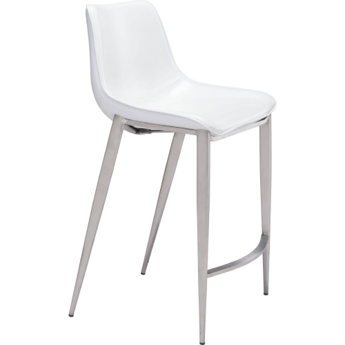 Magnus Counter Chair in White Leatherette (Set of 2)