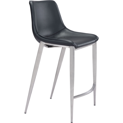 Magnus Counter Chair in Black Leatherette (Set of 2)
