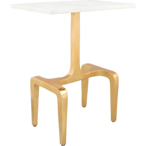 Clement Side Table in White Marble & Gold