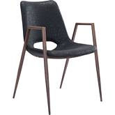 Desi Dining Chair in Black Leatherette & Steel (Set of 2)