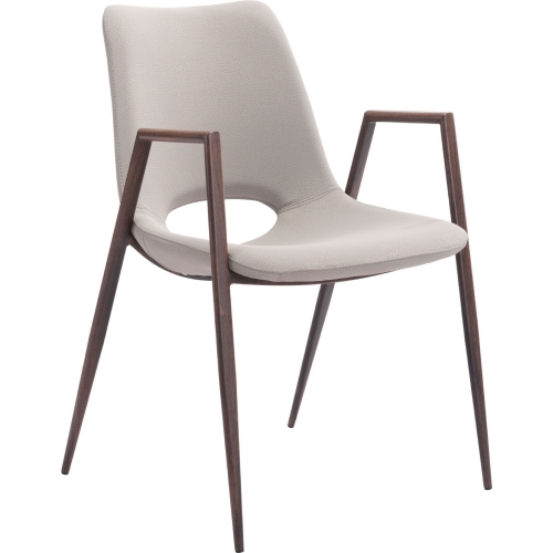 Desi Dining Chair in Beige Leatherette & Steel (Set of 2)