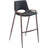 Desi Bar Chair Stool in Black Leatherette & Steel (Set of 2)