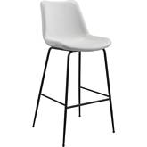 Byron Bar Chair Stool in White Leatherette & Steel