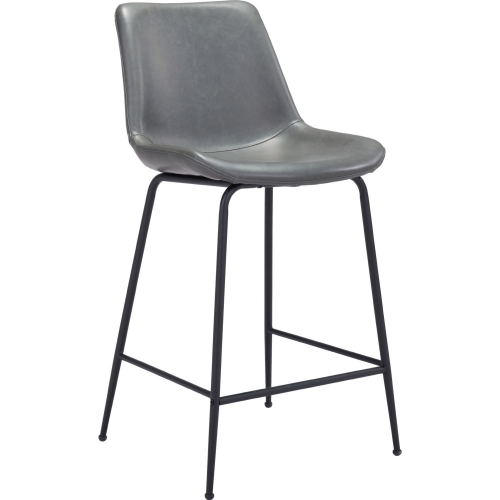 Byron Counter Chair Stool in Gray Leatherette & Steel