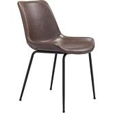 Byron Dining Chair in (Set of 2) Brown Leatherette & Steel