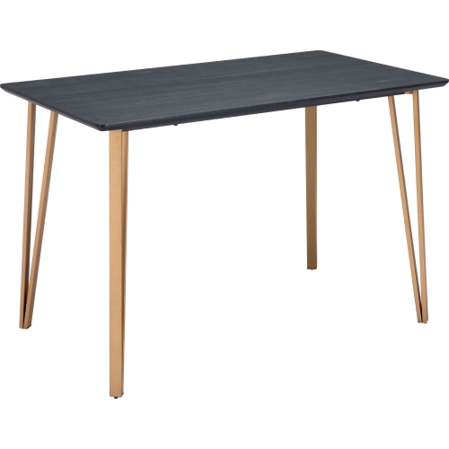 Deus Counter Dining Table in Black Wood & Gold Steel