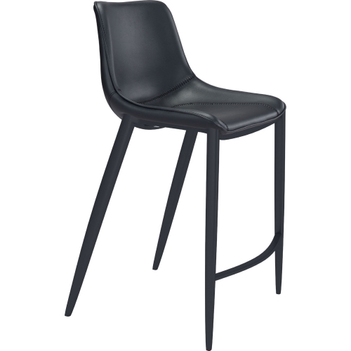 Magnus Bar Chair in Black Leatherette & Steel (Set of 2)