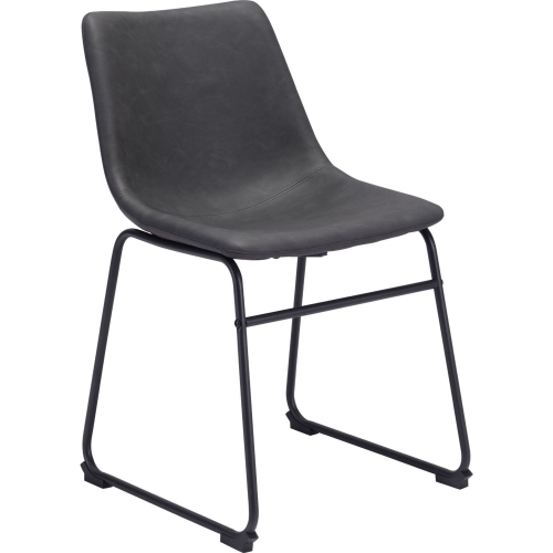Smart Dining Chair in Charcoal Gray Leatherette & Steel (Set of 2)