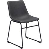 Smart Dining Chair in Charcoal Gray Leatherette & Steel (Set of 2)