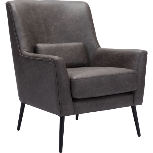 Ontario Accent Chair in Vintage Black Leatherette & Metal