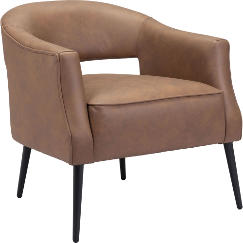 Berkeley Accent Chair in Vintage Brown Leatherette & Metal