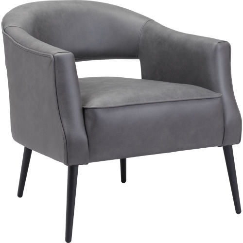 Berkeley Accent Chair in Vintage Gray Leatherette & Metal