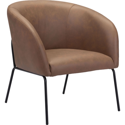 Quinten Accent Chair in Vintage Brown Leatherette & Metal
