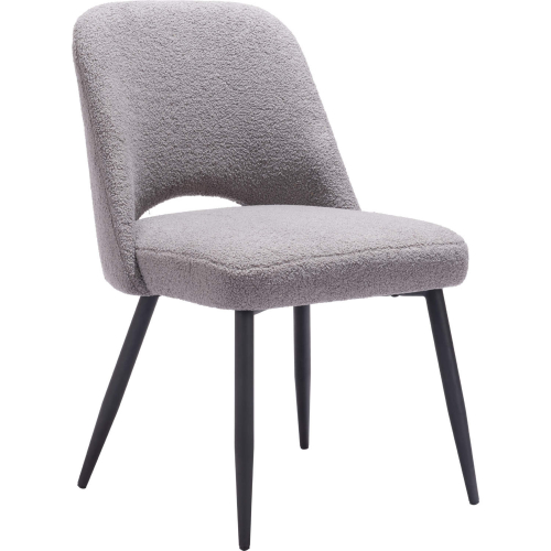 Teddy Dining Chair in Gray Shearling Style Fabric & Black Steel (Set of 2)