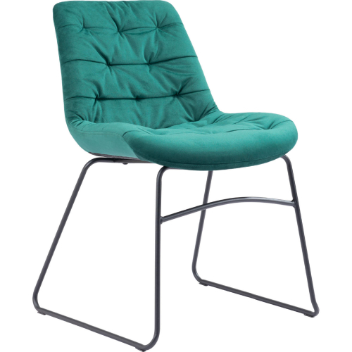 Tammy Dining Chair in Tufted Green Velvet & Black Steel (Set of 2)