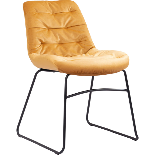 Tammy Dining Chair in Tufted Yellow Velvet & Black Steel (Set of 2)