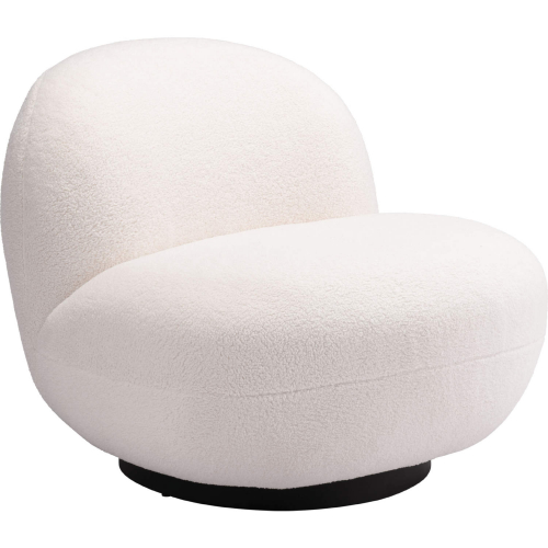 Myanmar Accent Chair in Cream Shearling Style Fabric & Black Steel