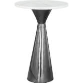 Tim Side Table in White Marble & Black Steel