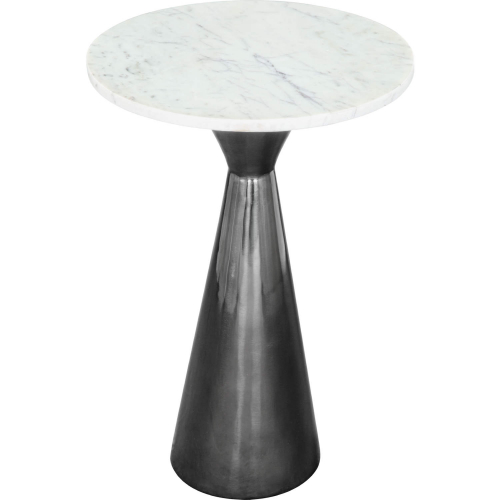 Tim Side Table in White Marble & Black Steel