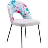 Torrey Dining Chair in Multicolor Print & Gray Fabric & Black Steel (Set of 2)