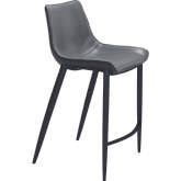 Magnus Counter Stool in Dark Gray Leatherette & Black Steel (Set of 2)
