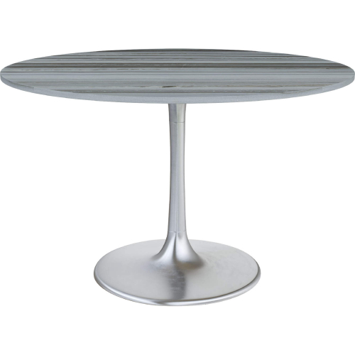 Star City 48" Dining Table in Gray Raw Marble & Silver