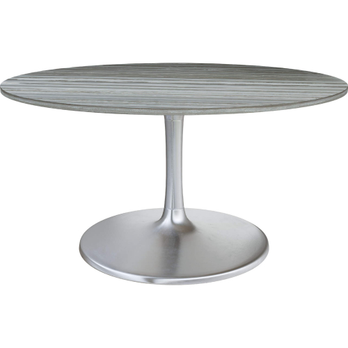 Star City 60" Dining Table in Gray Raw Marble & Silver