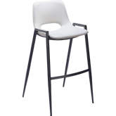 Desi Bar Stool in White Leatherette & Black Steel (Set of 2)