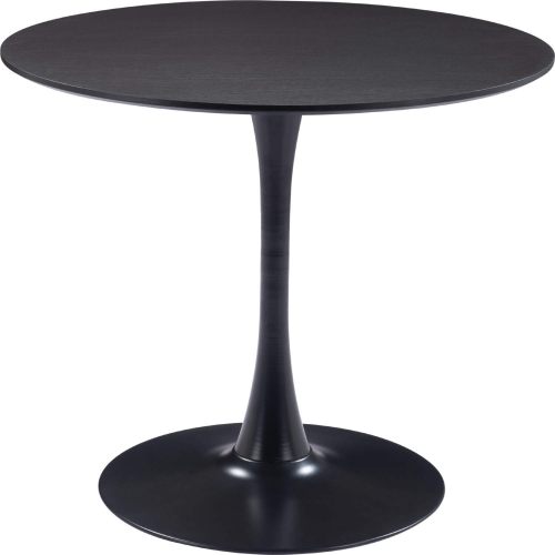 Opus 36" Round Pedestal Dining Table in Black MDF & Black Steel