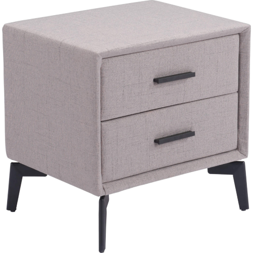 Halle Side Table Nightstand in Gray Fabric