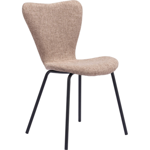Tollo Dining Chair in Brown Fabric & Black Steel (Set of 2)