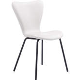 Torlo Dining Chair in White Leatherette & Black Steel (Set of 2)