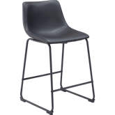 Smart Counter Stool in Black Leatherette (Set of 2)